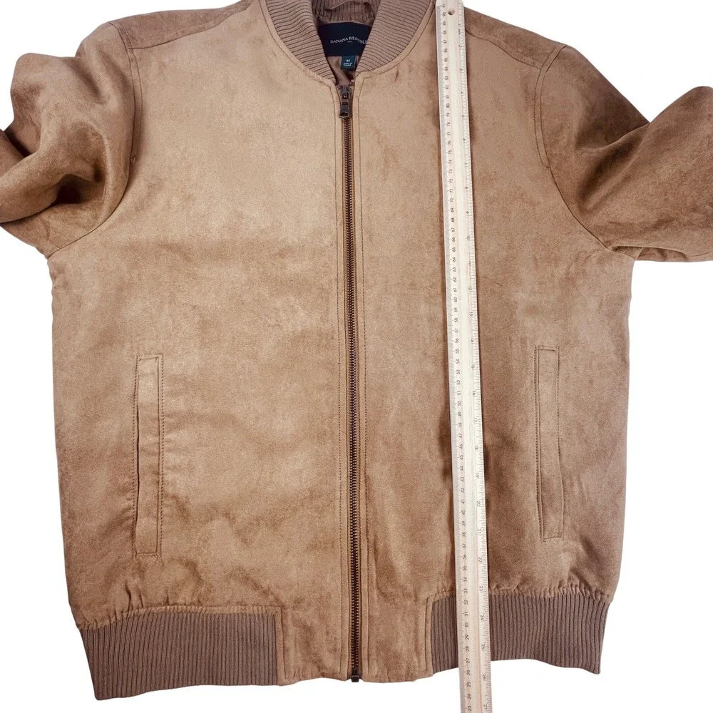 Banana Republic Bomber Jacket Mens M Brown Dark Acorn Vegan Suede 405308-00